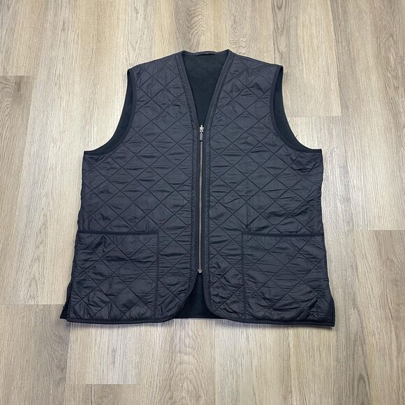 Barbour Vest Mens XL Black Polarquilt Waistcoat Zip In Liner Quilted Fleece D232 - Picture 1 of 14